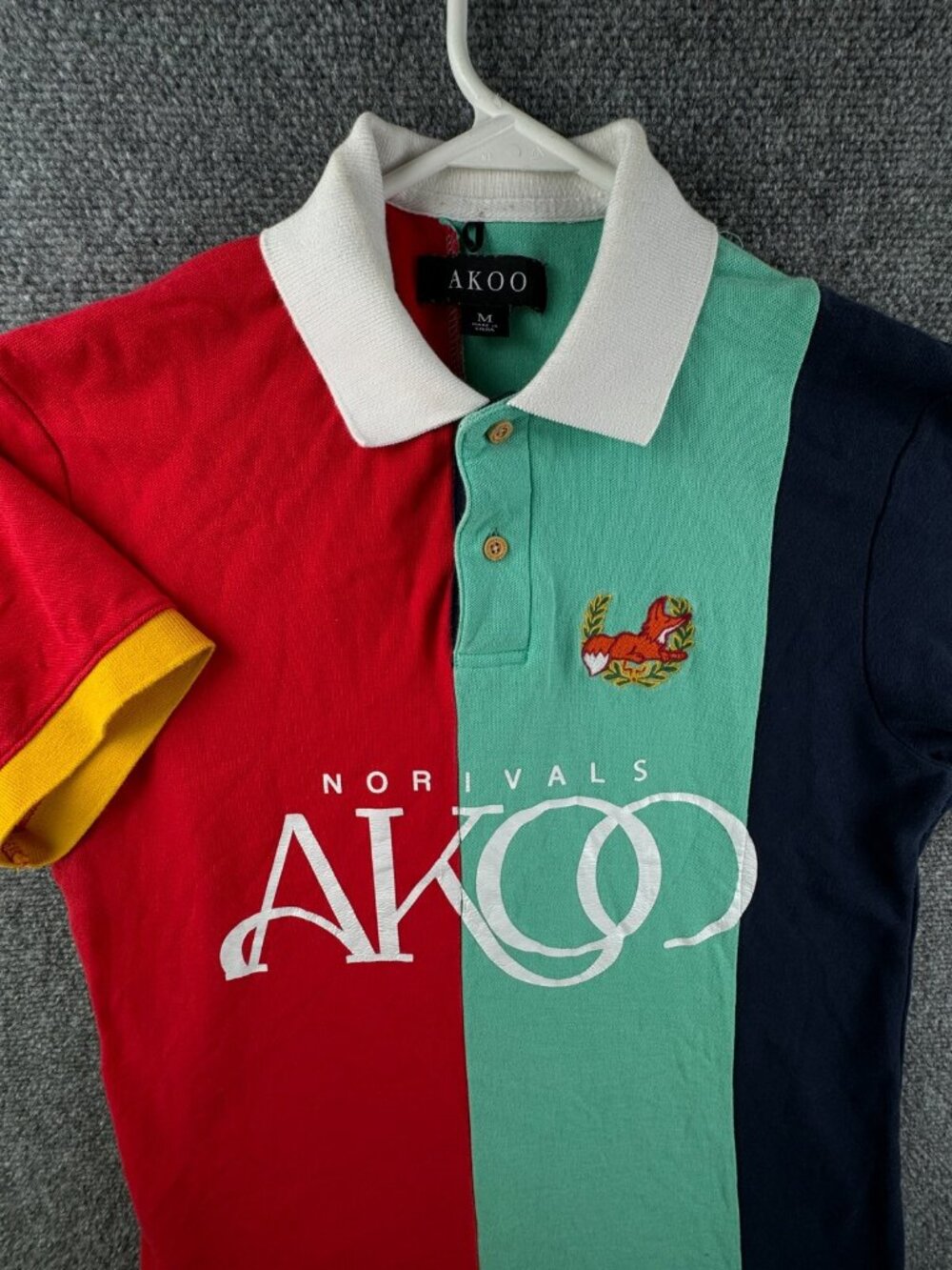 Akoo Men Short Sleeve Polo Shirt Colorful Medium Knit Urban Designer Red Green
